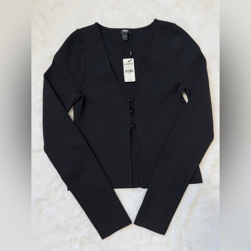 NWT EXPRESS BLACK BODY CONTOUR BUTTON FRONT
CARDIGAN